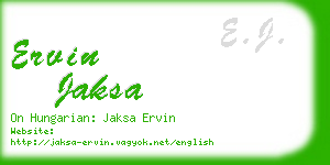 ervin jaksa business card